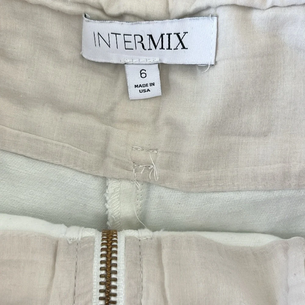 INTERMIX Denim High Waist Front Exposed Zip Jean Shorts